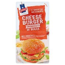 Cheeseburger drobiowy w bułce z ketchupem  (2 x 150 g + 2 x 10 g)