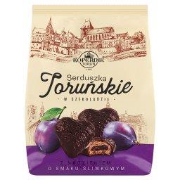 Serduszka Toruńskie w czekoladzie z nadzieniem o smaku śliwkowym