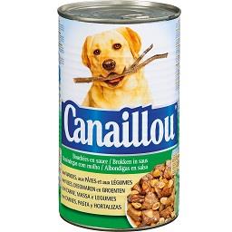 Alimento húmido para cão com carne, massa e legumes