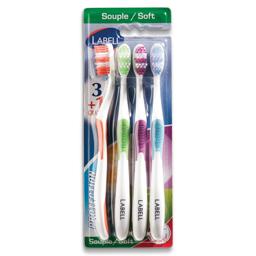 Escova de dentes proteção suave, 4 unidades