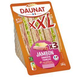 Daunat Daunat XXL - Sandwich pain complet jambon emmental la barquette de 3 - 230 g
