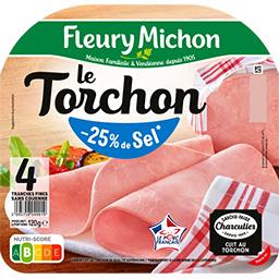 Fleury Michon Fleury Michon Le Torchon - Jambon -25 % de sel la barquette de 4 tranches - 120g