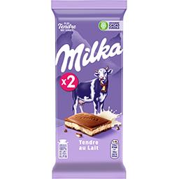 Milka Milka Chocolat Tendre au lait les 2 tablettes de 100 g