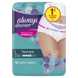 Always Always Discreet - normal - taille l - culottes pour fuites urinaires Le paquet de 10