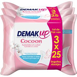 Demak'Up Demak'up Cocoon - Lingettes émulsifiant hydratante peaux normales le lot de 3 paquets de 25 lingettes