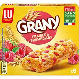 LU LU Grany - Barres céréales fraise et framboise la boite de 6 barres - 108 g
