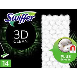 Swiffer Swiffer Recharges lingettes sèches pour balai attrape-poussière 3D clean La boîte de 14 lingettes