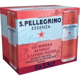 San Pellegrino San Pellegrino Essenza - Eau minérale naturelle gazeuse orange sanguine et framboise noire Les 6 canettes de 33cl - 1,98l