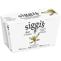 Siggi's Siggi's Skyr - spécialité laitière sucrée à l'arôme naturel de vanille les 2 pots de 140g - 280g