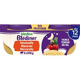 Blédina Blédina Blédîner - Ratatouille petits macaroni lait, dès 12 mois les 2 bols de 200g - 400g