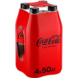 Coca Cola Coca-Cola Zero - Soda au cola sans sucres les 4 bouteilles de 500 ml
