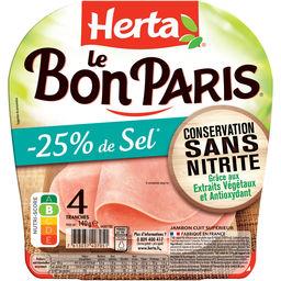Herta Herta Le bon Paris - jambon sans nitrite -25% sel le paquet de 4 tranches - 140g