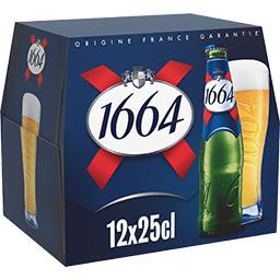 Kronenbourg 1664 Bière blonde premium le pack de 12 bouteilles de 25cl - 3l