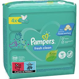 Pampers Pampers Lingettes bébé fresh clean Les 4 paquets de 52 lingettes