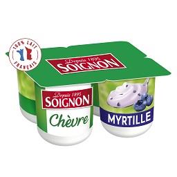 Soignon Soignon Yaourt brassé au lait de chèvre myrtille les 4 pots de 125 g
