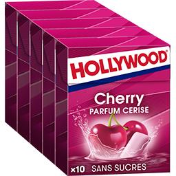 Hollywood Hollywood Chewing-gum parfum cerise sans sucres les 5 boites de 10 dragées -70 g
