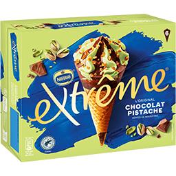 Nestlé Extrême L'Original - glace chocolat pistache pépites de nougatine la boîte de 6 cônes - 426g