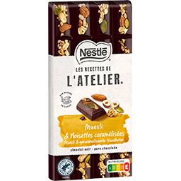 Nestlé Nestlé Les Recettes de l'Atelier - Chocolat noir muesli & noisettes caramélisées la tablette de 170 g