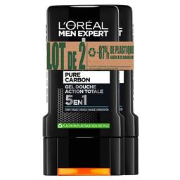 L'Oréal Men Expert Gel douche Pure Power le lot de 2 flacons de 300ml - 600ml