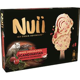 Nuii Nuii Glace white chocolate & Scandinavian mountain cranberries la boîte de 4 bâtonnets - 268g