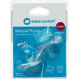 Sucette Natural Physio Wild Baby En Silicone 6 18m Bleu Bebe Confort Intermarche