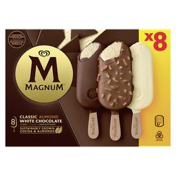Magnum Magnum Glaces classic, amandes et chocolat blanc la boîte de 8 batônnets - 572,4g