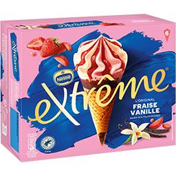 Nestlé Extrême L'Original - glace fraise vanille sauce fruits rouges la boîte de 6 cônes - 426g