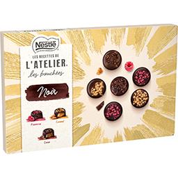 Nestlé Nestlé Les Recettes de l'Atelier - Assortiment bouchées de chocolat noir - framboise caramel salé et fèves de cacao la boîte de 32 - 401g