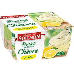 Soignon Soignon Yaourt brassé au lait de chèvre citron les 4 pots de 125 g