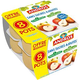 Andros Andros Purée de pomme nature et pomme poire sans sucres ajoutés les 8 pots de 100 g - Offre Découverte