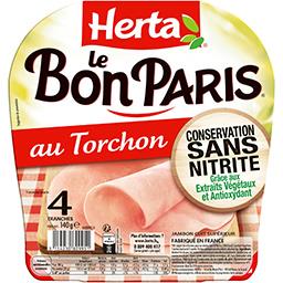 Herta Jambon au torchon conservation sans nitrite, Le Bon Paris la barquette de 4 tranches - 140 g