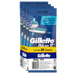 Gillette Blue II - Rasoirs jetable Plus pour hommes Le lot de 4 paquets de 5 rasoirs - 20 rasoirs