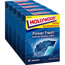 Hollywood Hollywood Chewing-gum Power Fresh menthe forte sans sucres les 5 boites de 14 g- Offre Economique