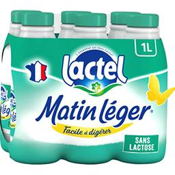 Lactel Lactel Lait Matin Léger écrémé sans lactose les 6 bouteilles de 1 l
