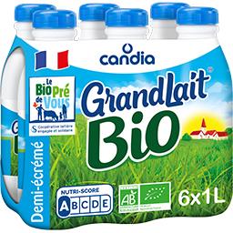 Candia Candia Grandlait - Lait demi-écrémé BIO les 6 bouteilles de 1 l