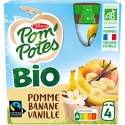 Materne Pom'potes Compote Bio sans sucres ajoutés pomme banane vanille les 4 gourdes de 90g - 360g