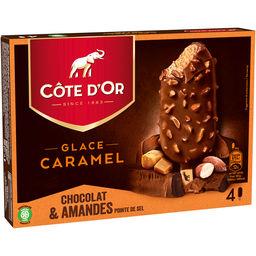 Maison du Café Côte d'Or Glace caramel chocolat & amandes pointe de sel la boîte de 4 bâtonnets - 260g