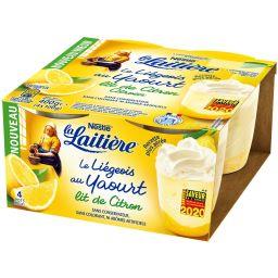 Nestlé La Laitière Le Liégeois au yaourt lit de citron les 4 pots de 100 g