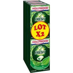 Hollywood Hollywood Chewing-gum 2 Fresh menthe verte chlorophylle sans sucres les 6 boites de 22 g