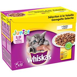 Whiskas Whiskas Sélection à la volaille en gelée pour chat junior les 12 sachets de 100g - 1,2kg