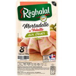 Reghalal Réghalal Mortadelle de volaille aux olives halal la barquette de 8 tranches - 120 g