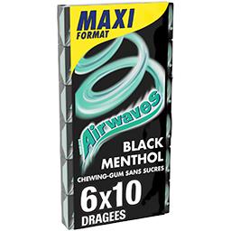 Airwaves Airwaves Chewing-gum black menthol sans sucres les 6 paquets de 10 dragées - 84 g - Maxi Format