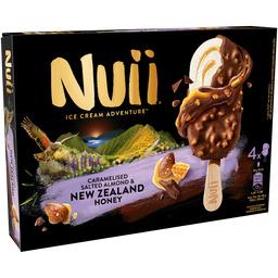 Nuii Glace miel de Nouvelle-Zélande et Amandes caramélisées salées La boîte de 4 batônnets - 272g