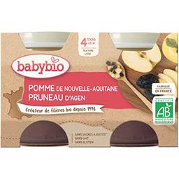Babybio Babybio Desserts pomme pruneau d'Agen BIO, dès 4 mois les 2 pots de 130 g
