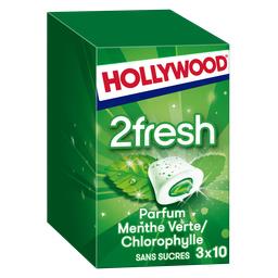 Hollywood Hollywood 2Fresh - Chewing-gum menthe verte-chlorophylle s-sucres les 3 boites de 10 dragées - 66 g