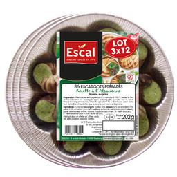 Escal Escargots Helix Lucorum calibre moyen recette à l'Alsacienne Le lot de 3 assiettes - 202g