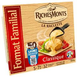 Riches Monts Richesmonts Fromage la Raclette classique la barquette de 32 tranches environ - 850g