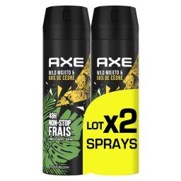 Axe Axe Déodorant homme Wild 48h Non-Stop Frais le lot de 2 sprays de 200ml - 400ml