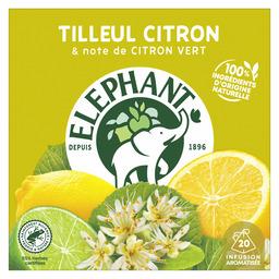 Elephant Infusion tilleul citron et citron vert la boîte de 20 sachets