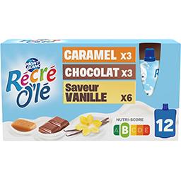 Mont Blanc Mont Blanc Récré O'lé - Goûter laitier caramel/chocolat/vanille les 12 gourdes de 85 g